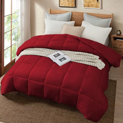 Image of Quilt for All Season 150 GSM Comforter Duvet /Ac Blanket Double Bed Soft Microfiber Lightweight (90 inch X 100 inch Inches) - Double Bed Comforter - Burgundy Color
