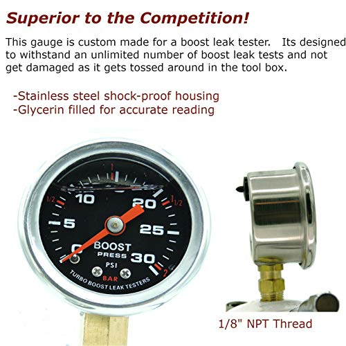 Turbo Boost Leak Testers - Shop Kit - Universal Intake Charge Pipe Pressure Test - 30 Psi Boost Gauge - 3" 3.25" 3.5" 4"… #TOP2