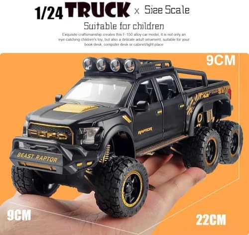 Image of Big Size Ford Raptor F150 Model Car 1:28 Scale Exclusive Alloy Metal Pull Back Die-cast Car Metal Pullback Toy Openable Doors & Light Music Birthday Gift【Colors as Per Stock】