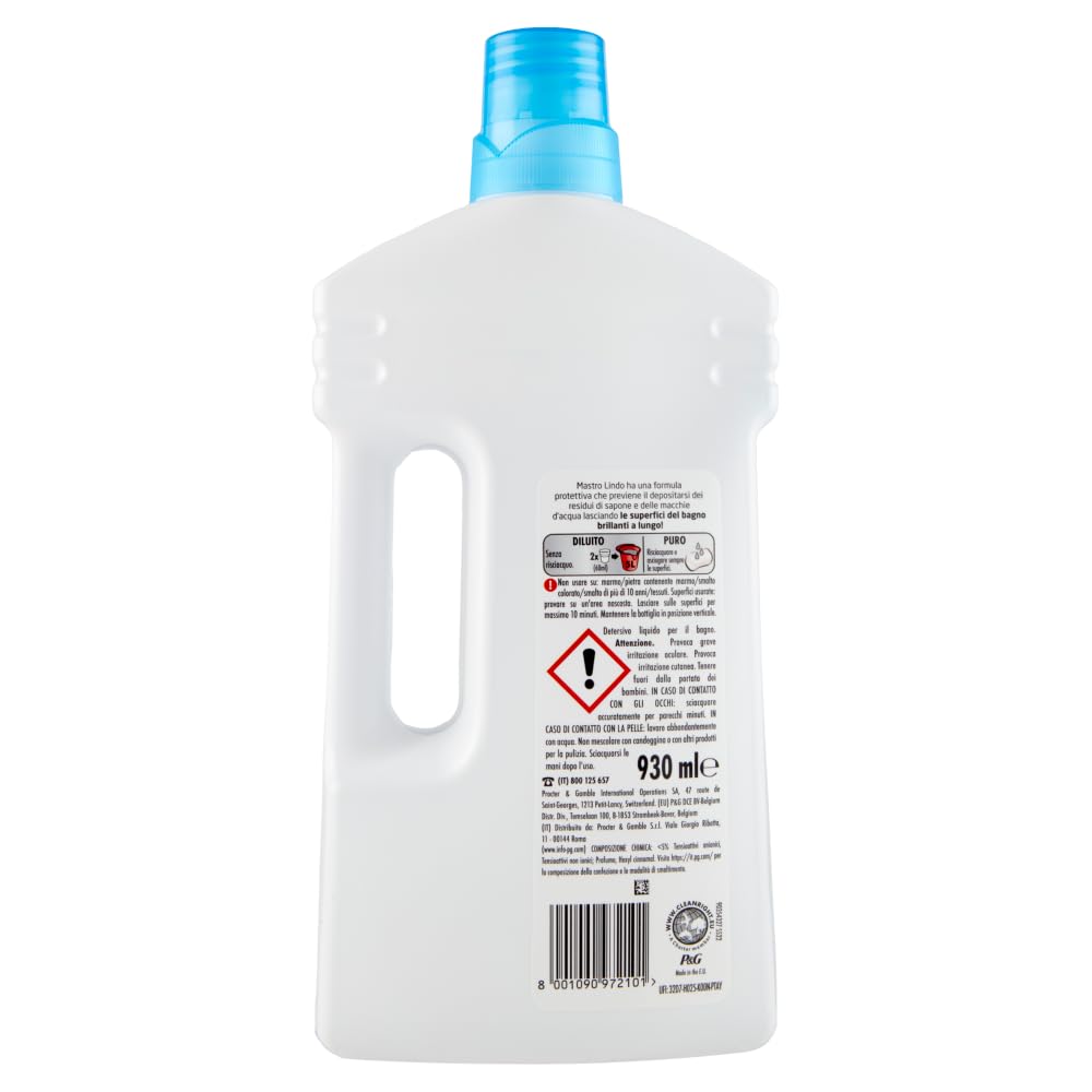 12x Mastro Lindo Detergente Liquido Bagno - Flüssiges Badezimmer Waschmittel - Entfernt Seifenreste und Kalkablagerungen Badreinigung 930ml + Beni Culinari Kostenloser Schlüsselanhänger
