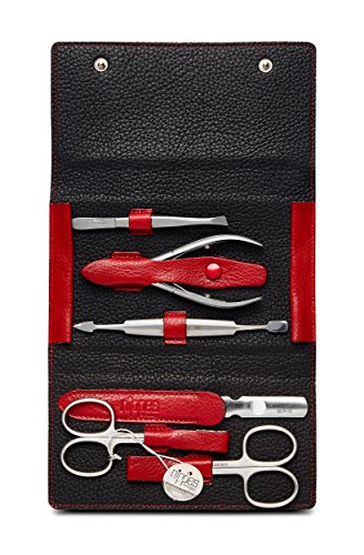 nippes Solingen Premium Line Maniküre Set Wild Red, 6-teilig, Edelstahl rost- und nickelfrei, Rindsleder-Etui mit…