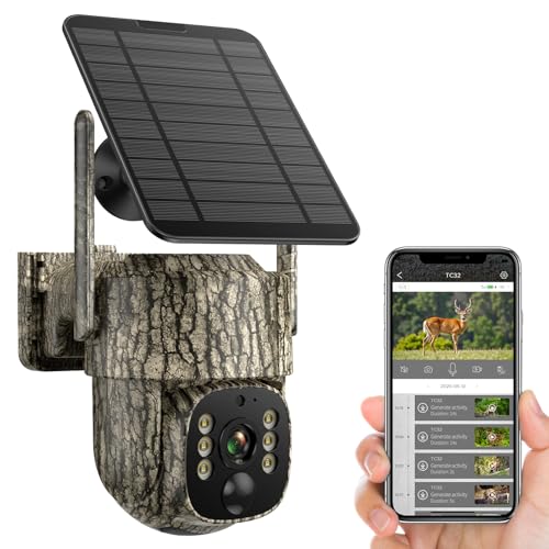 VOOPEAK Cellular Trail Camera- 4G LTE with Unlimited Data, 360° View HD Live Streaming Solar Panel Night Vision Motion Detection Two-Way Audio Game Camera for Hunting & Outdoor Security