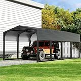 WELYAS 12×20 FT Heavy Duty Carport, 2100 lbs Snow Load & Leak-Resistant Roof, Galvanized Steel Frame Carports, Easy Assembly Portable Car Garage for Trucks, Boats, Tractors, Black