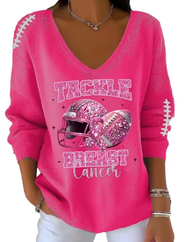 Tackle Breast Cancer Shirt, Tackle Breast Cancer Football Pink Ribbon Awareness T-Shirt Football Sweatshirt
