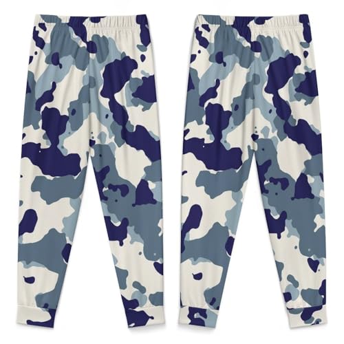 Blue And White CamouflageChildren's Pajama Set Round Neck Long Sleeve Top + Pants Two-piece Set140CM4