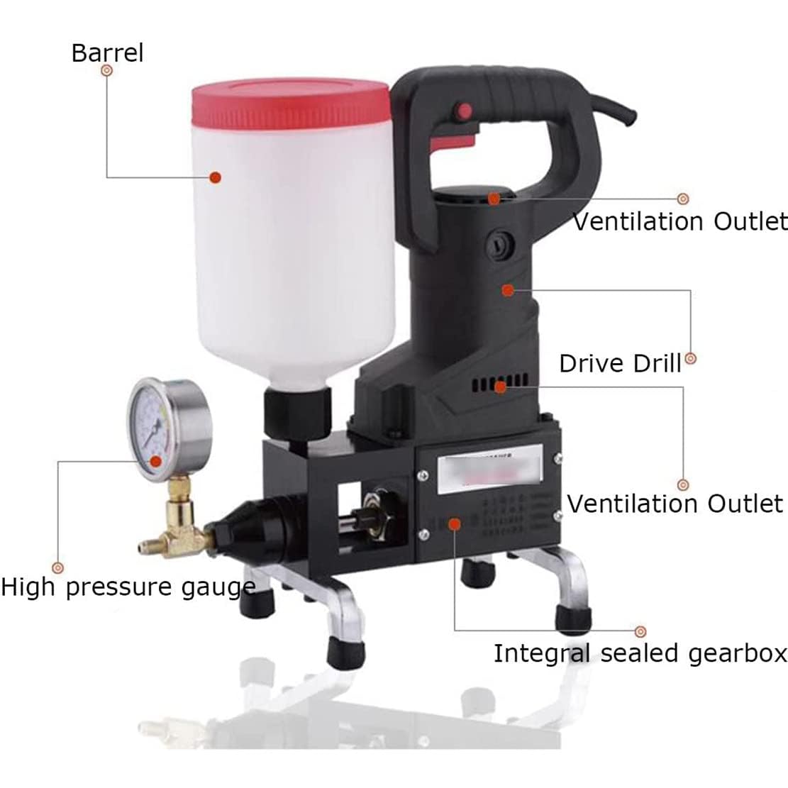 MiBoce 1100W Electric Mortar Grouting Gun, Portable Cement Filling Grouting Tool, High Pressure Floor Grouting Machine, for Concrete Cracks Leakage Repair