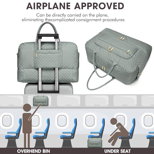 Foto de Bolsa de viaje grande para mujer, bolsa de mano para llevar en la noche, bolsa de viaje de fin de semana con bolsillo húmedo, artículos de tocador para fin de semana, Z-verde oscuro-3 piezas, Bolsa de (imagen 6)