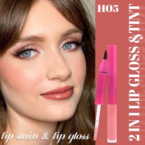 Image of evpct Ruby Red Matte Liquid Lipstick Marker Pen Lip Liner Set with Lip Oil, Shine Finish, 2 in 1 Lipgloss Lipstick Long Lasting Waterproof for Women, Lips Color Stain 24hr Original Smudge Proof