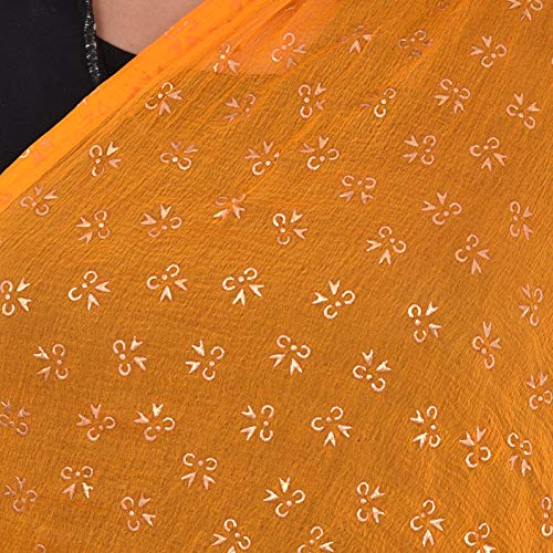Image of YOUTHQUAKE Soft Chiffon Dupatta with Golden Foil Print & Tassels for Women & Girls