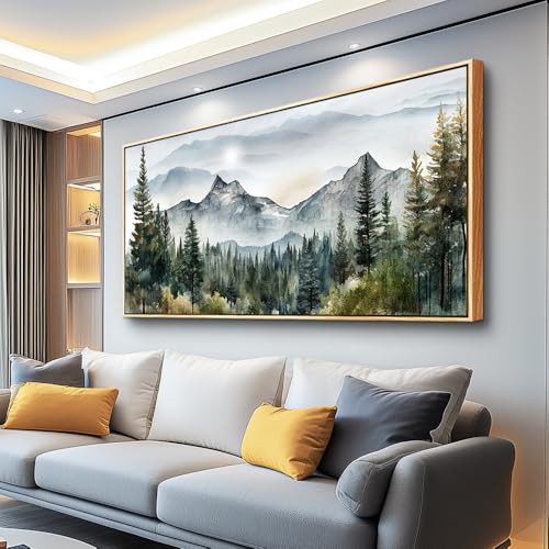 MHARTK66 Wood Framed Wall Art For Living Room Large Wall Decor For Office Bedroom Pictures Abstract Mountain Forest Landscapes Ink Canvas Prints Painting Artwork Modern Stretched and Framed Poster