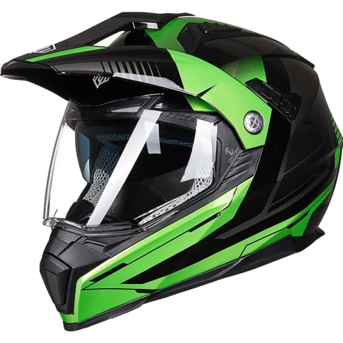 ILM Casco Moto Motocross Integrale Donna Uomo ECE22.06 Omologato Modello 606V,Verde,M