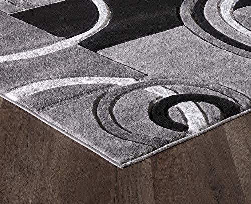 GLORY RUGS Area Rug 2x3 Door Mat Grey Geometric Soft Floor Carpet with Premium Fluffy Texture for Indoor Living Dining Room and Bedroom Area