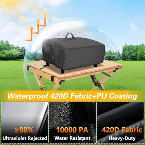 Image of EVRBUL Portable Griddle Cover Fit for Blackstone 22 in and Pit Boss 2 Burner Tabletop Griddle, Tabletop Grill Cover Fit for Royal Gourmet and GasOne 3 Burners Flat Top Gas Grill, 27 inchL x 23 inchW x 12 inchH