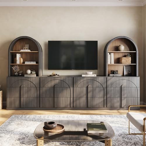 Image of BELLEZE Bijou 126 inch Wall Unit 6-Piece Modular TV Stand - Ebony