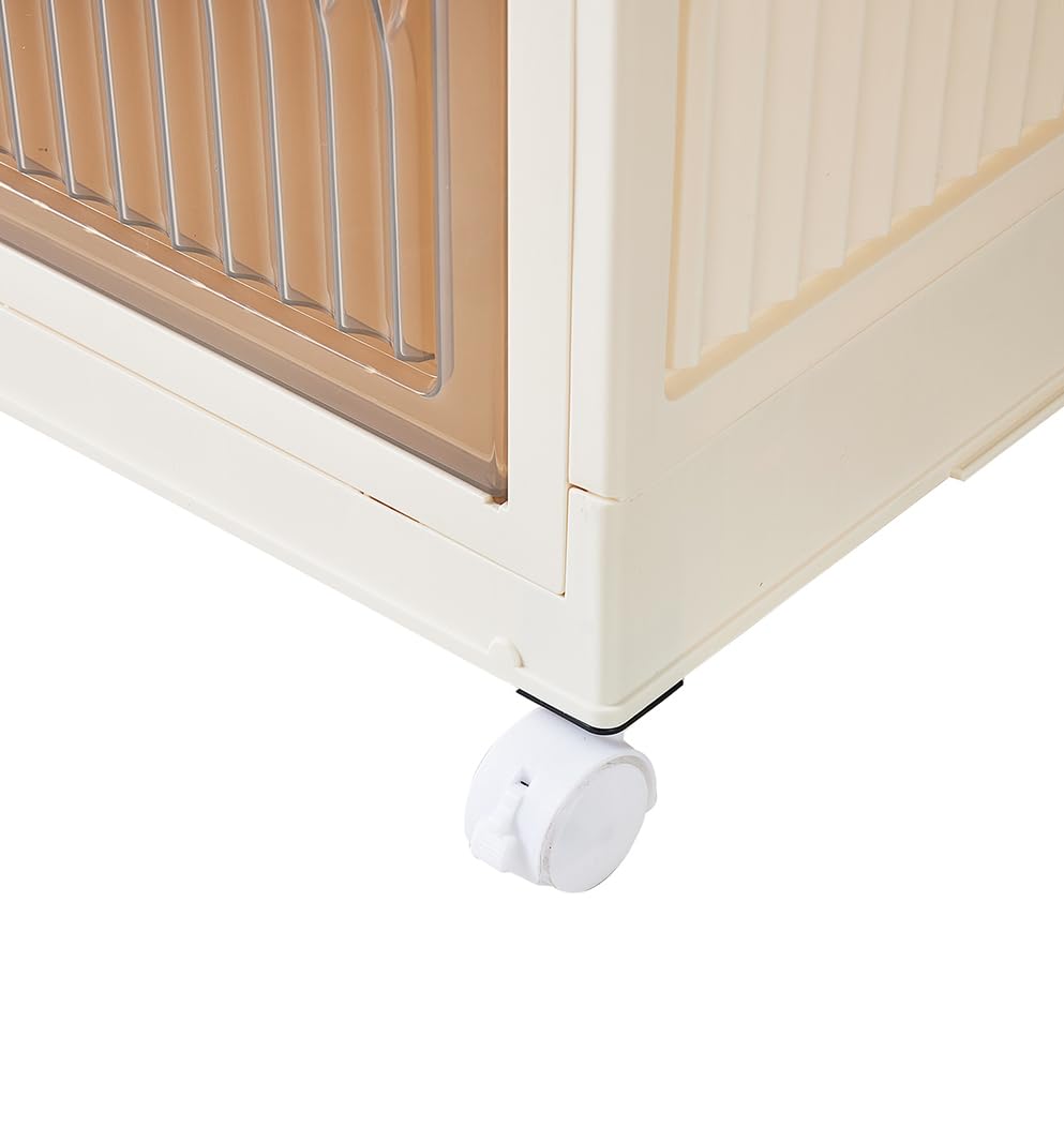 RMAN Scatole Plastica con Coperchio 58L Portaoggetti con Ruote Pieghevole Scomparto Rimovibile Bianco