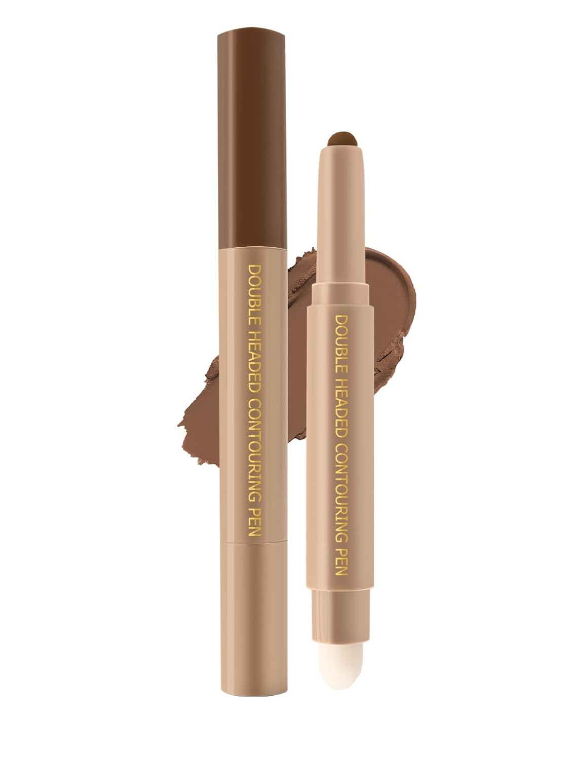 Cream Contour Bronzer Stick, Natural Brown Face Contouring Pen with Brush, Long Lasting Waterproof Smooth Matte Bronzer Stick Lightweight Blendable Color Corrector, Festival Makeup Gifts for Women-01