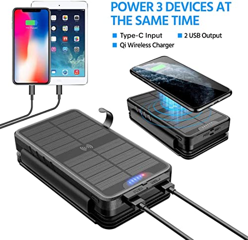 QiSa-Solar-Charger-38800mAh-Solar-Power-Bank-with-Dual-5V31A-Outputs-10W-Qi-Wireless-Charger-Waterproof-Built-in-Solar-Panel-and-Bright-Flashlights