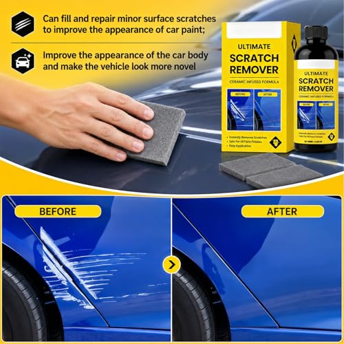 2Set Nanopolix Car Scratch Remover,Nanopolix Scratch Remover,Quick Fix Removal Paste for Deep Scratches,Car Scratchs Repair Paste Deep Scratch,All Paint Colors Polishing Kit (10*Nano Cloth 2*Sponge)