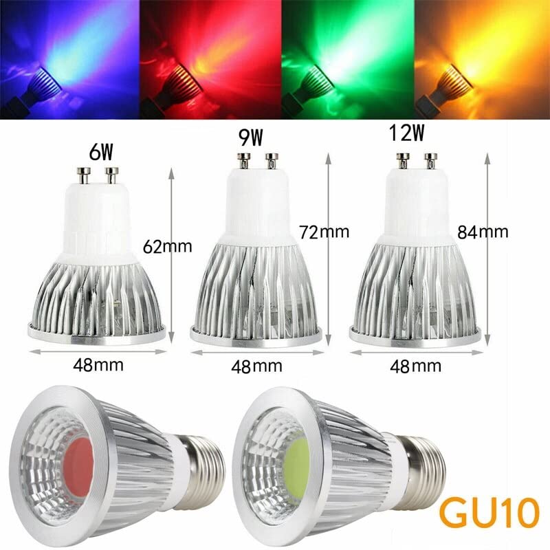 Illuminazione per Interni 10 Pezzi AC85-265V COB Faretto a LED 6W 9W 12W Luci a LED E27 E14 GU10 GU5.3 Lampadina a LED COB Lampada a LED Rossa Gialla Blu Verde
