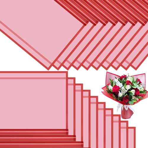 CCIJESW 20 Sheets Flower Bouquet Wrapping Paper Korean Floral Paper Red