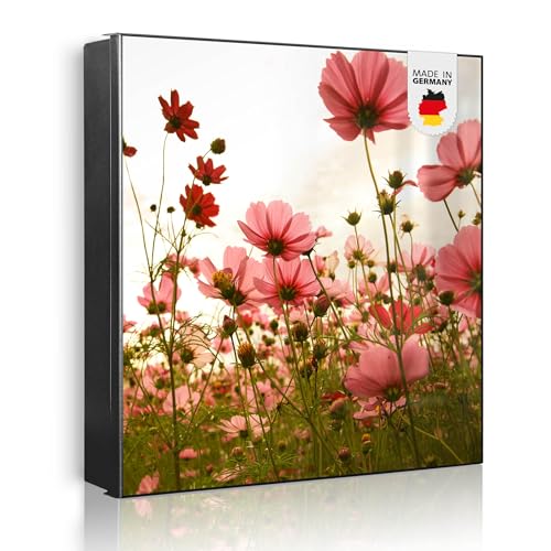 banjado Großer Schlüsselkasten Metall - Schlüsselbox 30x30cm mit 32 Haken - Schlüsselkasten modern für Schlüsselaufbewahrung mit beschreibbarer, magnetischer Tür - Motiv Schmuckkörbchen