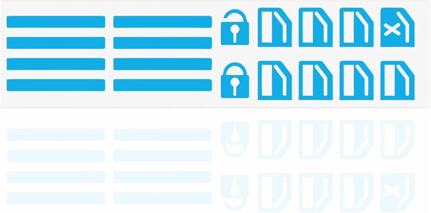 Luminous Car Sticker Set of 18 Glow in The Dark Window Switch and Button Decals Night Safety Light Up Appliques Universal Fit for Most Cars Easy to Apply(Blue)