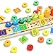 TOP BRIGHT Juego Educativo Montessori - Puzzle de Numeros, Anillos y Bloques de Madera Apilables para Niños de 3 años – Juguete de Iniciación a Las Matemáticas, Lógica y Desarrollo Cognitivo