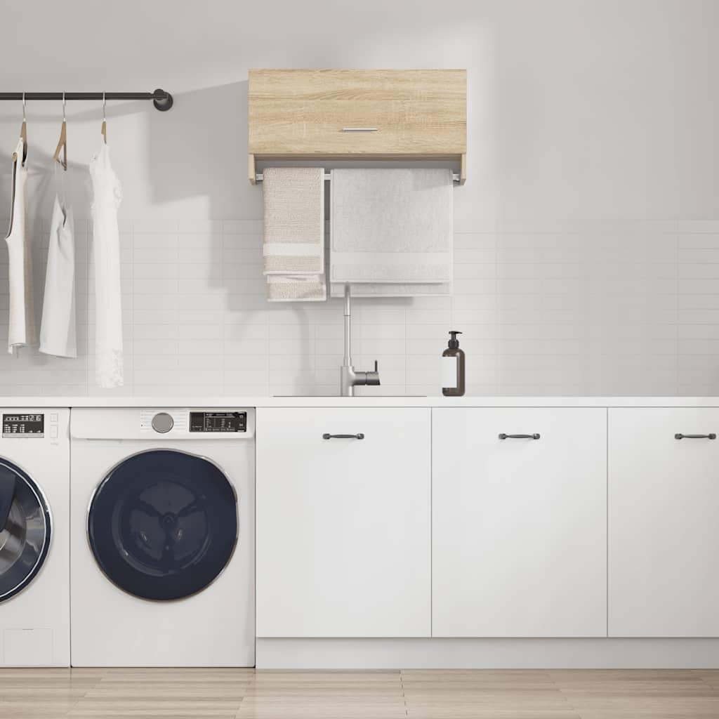 Kleiderschrank Sonoma-Eiche 70x32,5x35 cm Holzwerkstoff mit Kleiderstange und Stauraum für Schlafzimmer, Flur, Kinderzimmer, vielseitige Aufbewahrungslösung