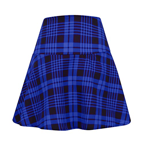 Women's Gothic Punk Plaid Pleated High Waisted Short A-Line Flare Mini Skirt Casual Vintage High Waisted Lace Up Skirt3