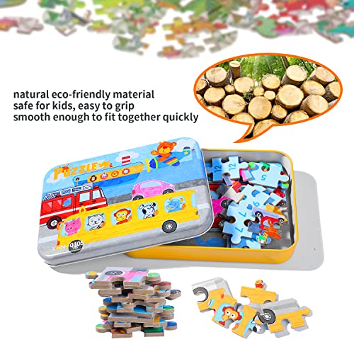 BBLIKE Kinderpuzzle 64 Stücke Puzzle für Kinder Puzzle ab 3 Vier schwierigkeitsgrade Lernspielzeug für Kinder 3 4 5 Jahren Alt (Auto)