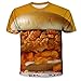 Produktbild Unisex 3D Fast Food Burger Pommes Gourmet Bedruckte T-Shirts, Mode Lässig Großer O-Ausschnitt Täglich Kurzarm, Einfache Premium Polyester Tops-A_XL