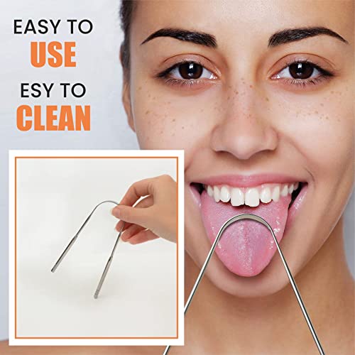 Image of oral care steel Tongue cleaner long handle 13 x 5 x 1 cm for Adults and Kids Pack of 3