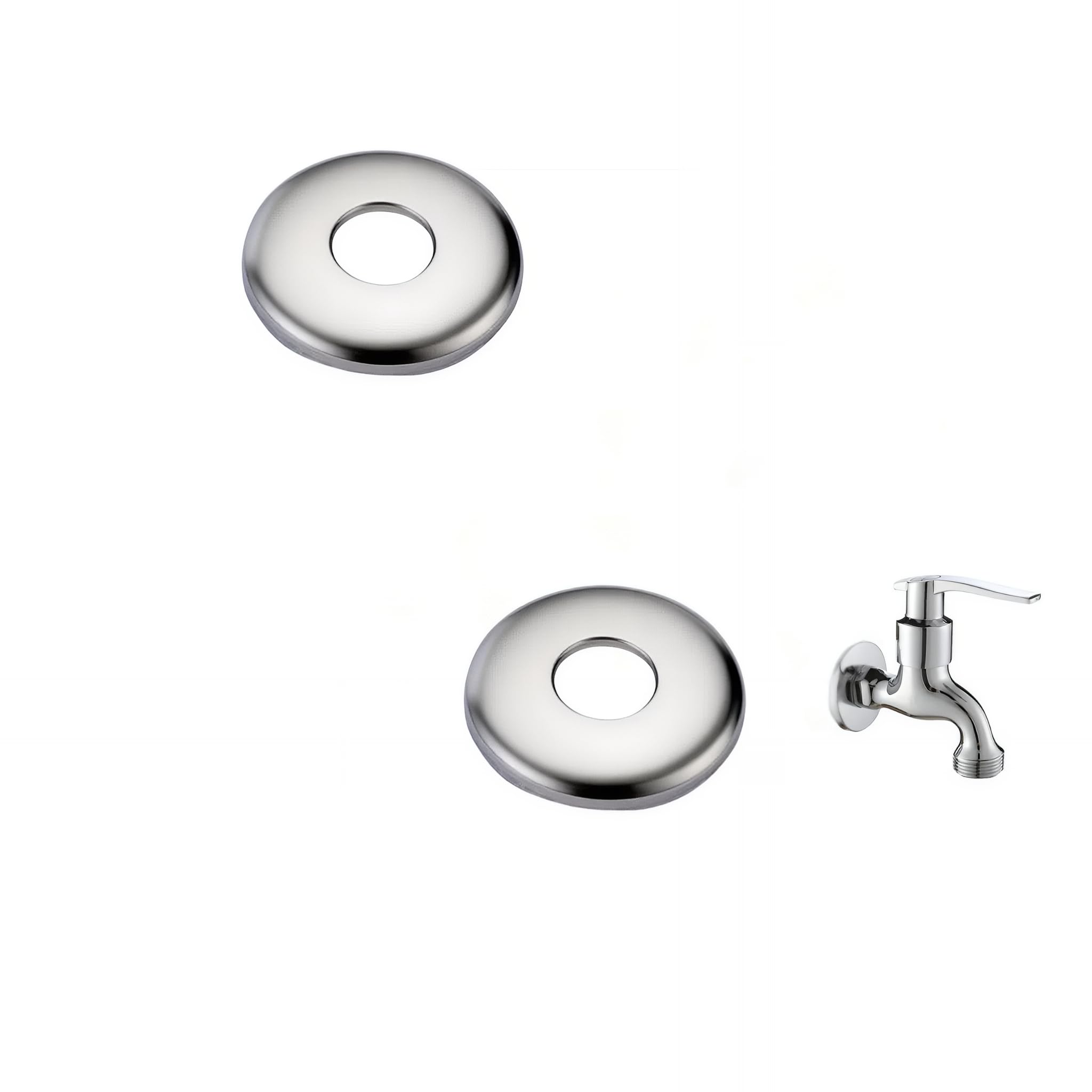 2-Pack Heavy Duty Stainless Steel Pipe Cover Plate for G1/2 (1/2 Inch) Pipes, 70mm Outer Diameter, 21mm Hole