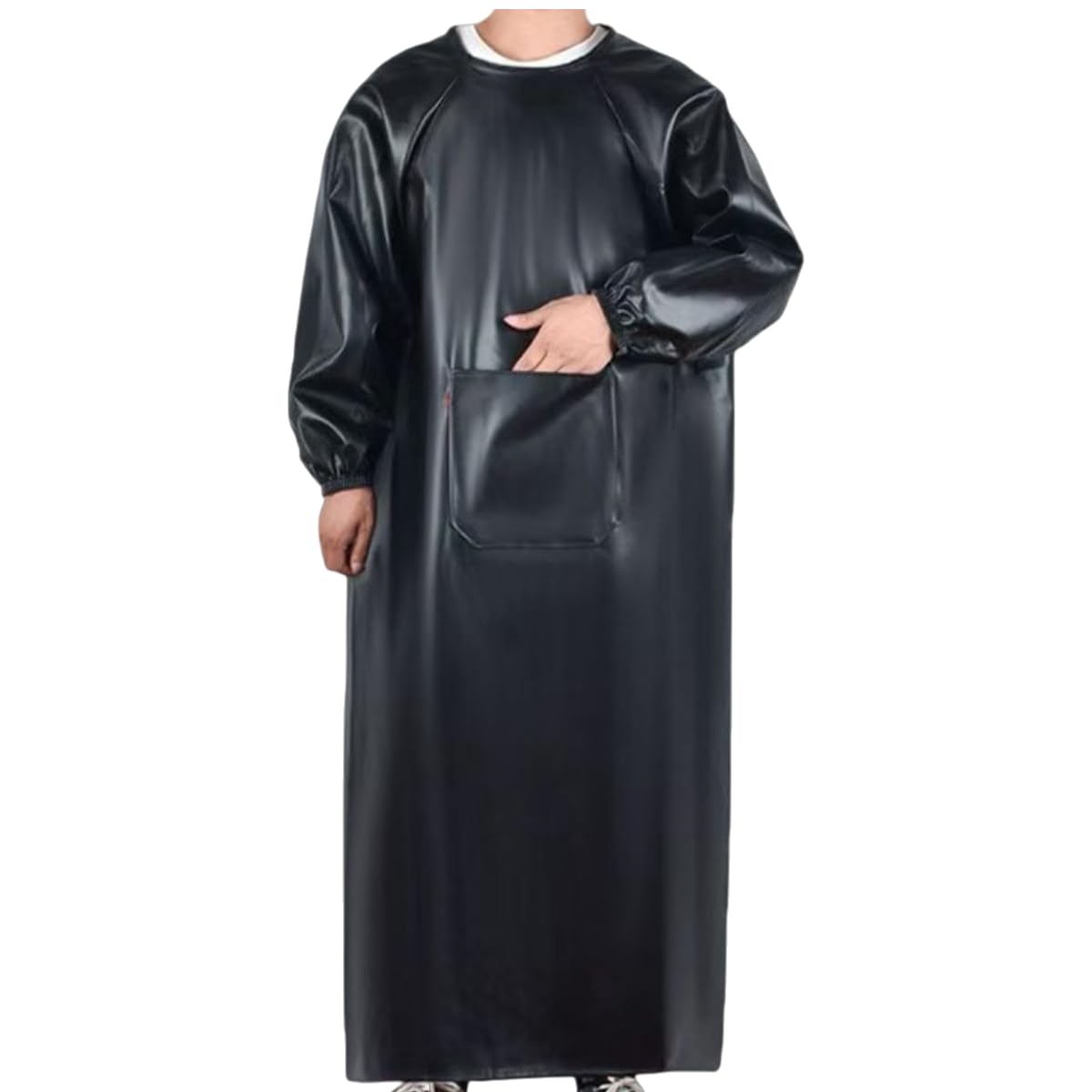 Tablier de Travail en Cuir, Blouse Imperméable à Manches Longues avec Poche, Vêtement de Protection pour Hommes et Femmes, Idéal pour Cuisine, Jardinage, Atelier et Vaisselle