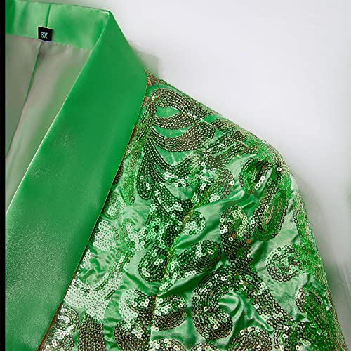 Men's Slim Fit Shiny Sequins Tuxedo Blazer One Button Suit Jacket for Dinner Prom Party Wedding3