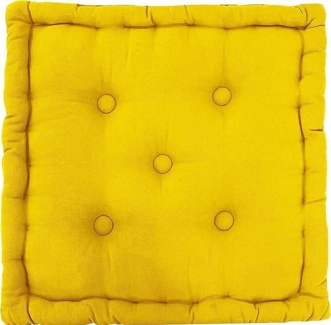 CASVO Thick Tufted Armchair Booster Cushion Firm Seat Pad Riser for Floor Sofa & Chair Supportive Adult Comfort Pillow for Home Office or Elderly Seating (Mustard)