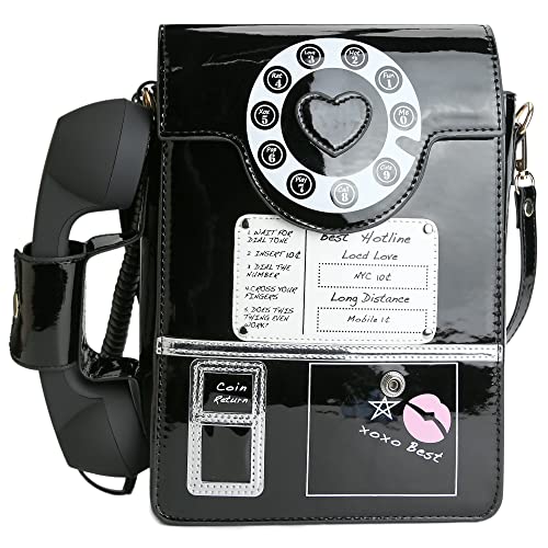 Image of QiMing Retro dial telephone Crossbody Shoulder Bag,Pu Movable microphone Purse for Women