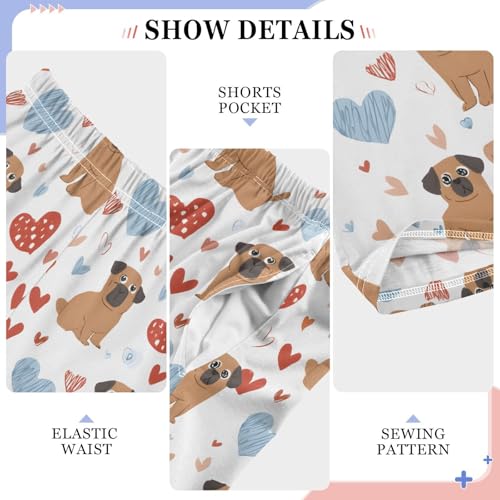 ALAZA Pug Dog Love Heart Cartoon Pajama Lounge Pants Long Sleep Pajama Bottoms with Pockets4