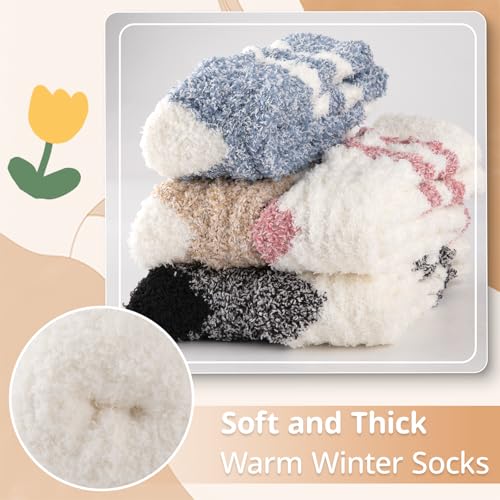 Image of Fuzzy Socks for Women Cozy Fluffy Soft Warm Comfy Winter Slipper Socks 5 Pairs