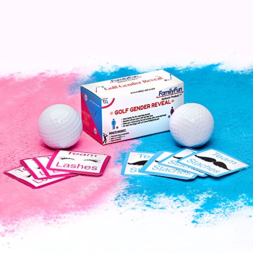 Gender Reveal Exploding Golf Balls Includes Bonus Golf Tee And Team Stickers -Pink And Blue Powder Included, Sex Reveal Party - Team Pink (Girl) And Team Blue (Boy) - FamilyFun Authentic Products