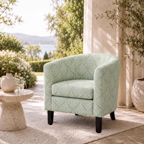 Image of BELLEZE Set of 2 Upholstered Barrel Accent Chair - Frond Green