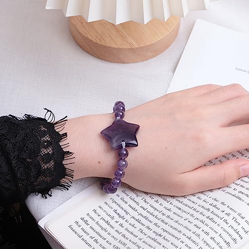 Nupuyai Handmade Star Crystal Strand Bracelet for Unisex Healing Crystal Love Heart Charm Bracelet for Mediation Protection4