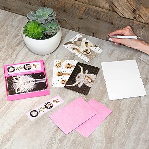 Image of Note Card & Sticker Set by Studio Oh! - Rachel Brown Farm Animals - Set of 12 - 3.5 inch x 5.25 inch Blank Cards with Envelopes and Stickers - Includes 3 Cards Each of 4 Designs (NCS27)