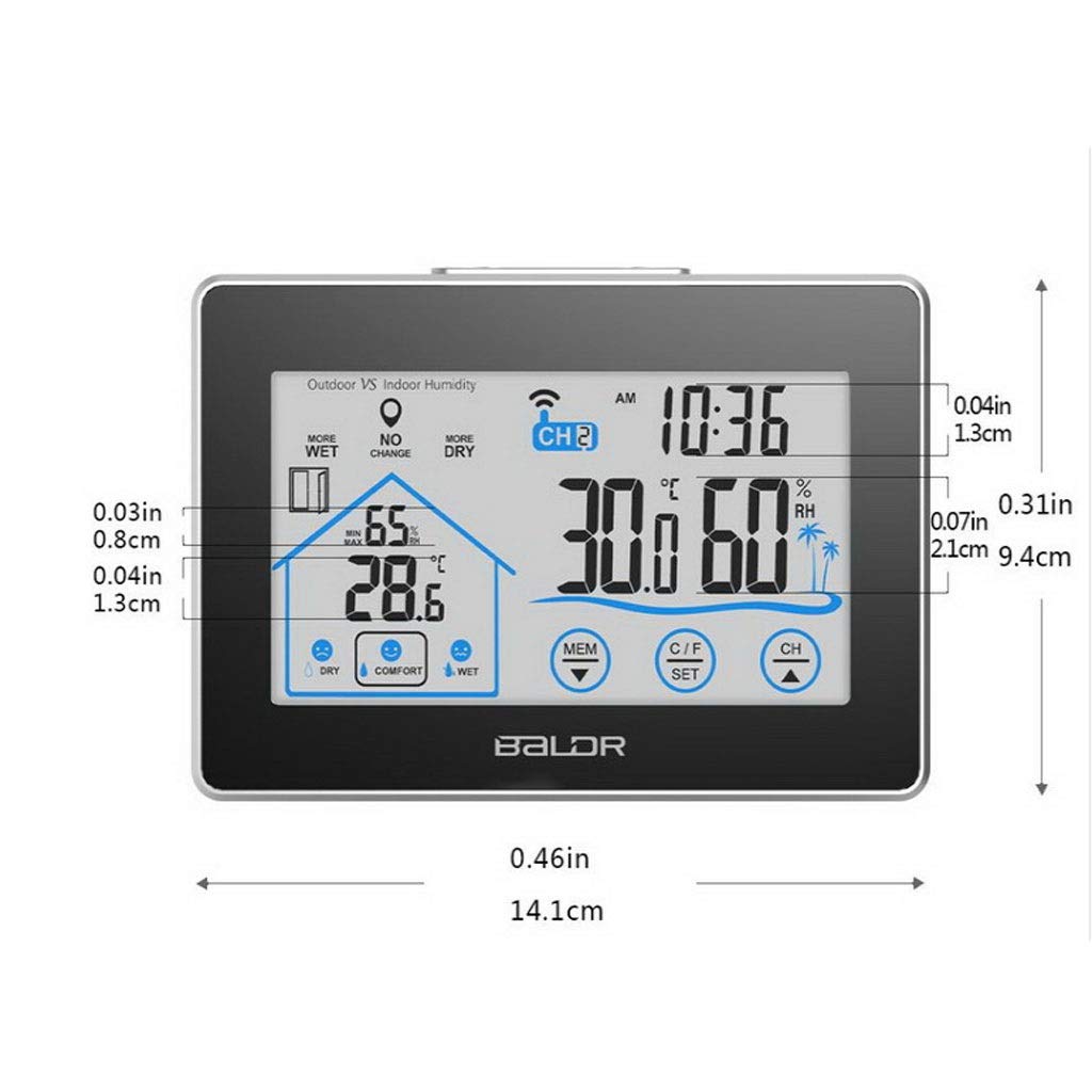 Digital Hygrometer, Indoor Outdoor Thermometer to Monitor Temperature with Remote Sensor Weather Forecaster