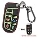 auovo Leather 5 Buttons Key Fob Cover for Chrysler 300 Grand Cherokee Renegade Compass Charger Challenger Journey Durango Key Fob Holder Keyless Remote Case