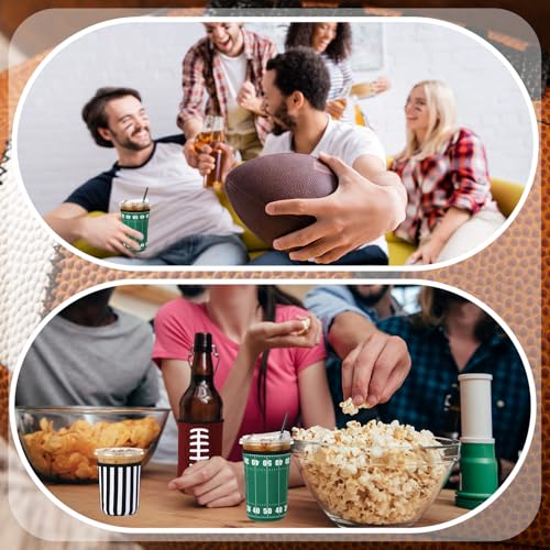 Image of LemonRoad 3 Pack Football Party Favors Reusable Football Beer Can Cooler Sleeves for Iced Coffee Cup Neoprene Coffee Sleeve Insulated Neoprene Cup Holder for Cold Beverages Iced Hot Drinks