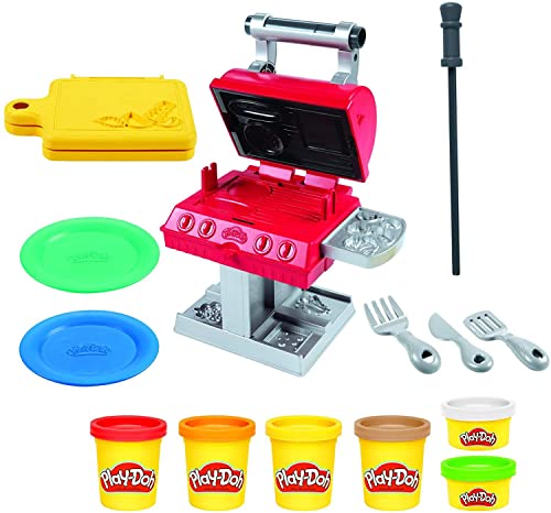 Play-Doh Kitchen Creations Le Roi du Grill avec 6 Pots de pâte à Modeler aux Couleurs variées, pour Enfants, dès 3 Ans