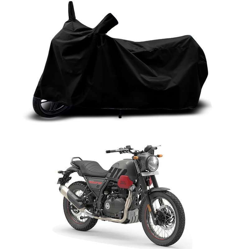 Image of 100% Scratchproof /UV-Rays /Heat Protection /Birds Dropping /Water Resistant /Dust Proof /Waterproof /Full Bike Scooty Two Wheeler Body Cover Compatible for Scram 411 ABS All Varients[Black]