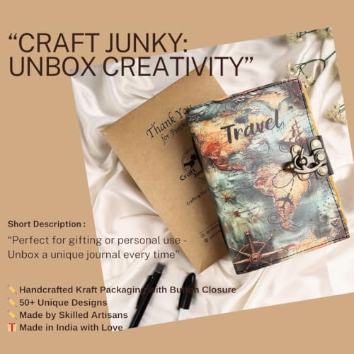 Image of CRAFT JUNKY Vintage Leather Journal Diary for Women & Men Travel Diary Notebook for Writing Deckle Edge Paper,200 Pages