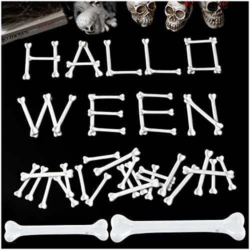 60 huesos de plástico para decoración de Halloween miniatura 2